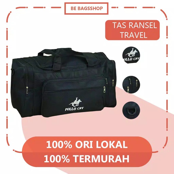 tas kendang Tas Travel Polo CRV Hitam Besar Travelling Mudik Liburan Jahitan Kuat