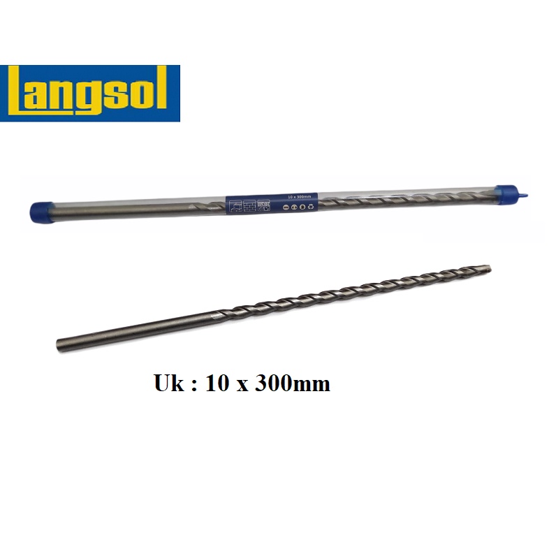 LANGSOL Mata Bor Beton / Tembok Panjang 10mm x 300mm 10 mm x 30 cm Masonry Drill Bit 10 mm Panjang