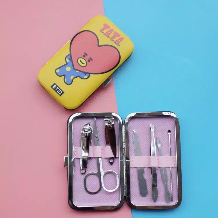 7pcs Gunting Kuku BTS BT21 KPOP Nail Care Cutter Cuticle Set Pedicure