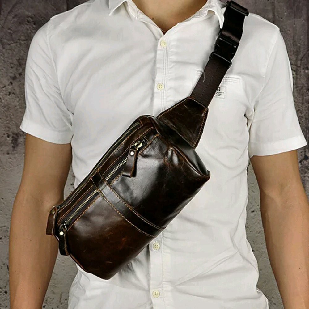 tas pinggang pria kulit sapi asli