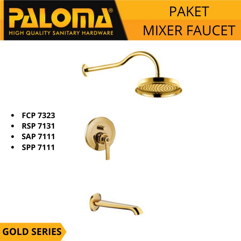 PALOMA PAKET KRAN TANAM MIXER FAUCET GOLD SERIES EMAS PANAS DINGIN
