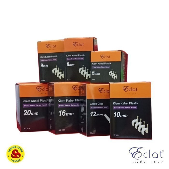 Eclat Klem Kabel 20mm Putih Paku Beton Round Cable Clips No 20