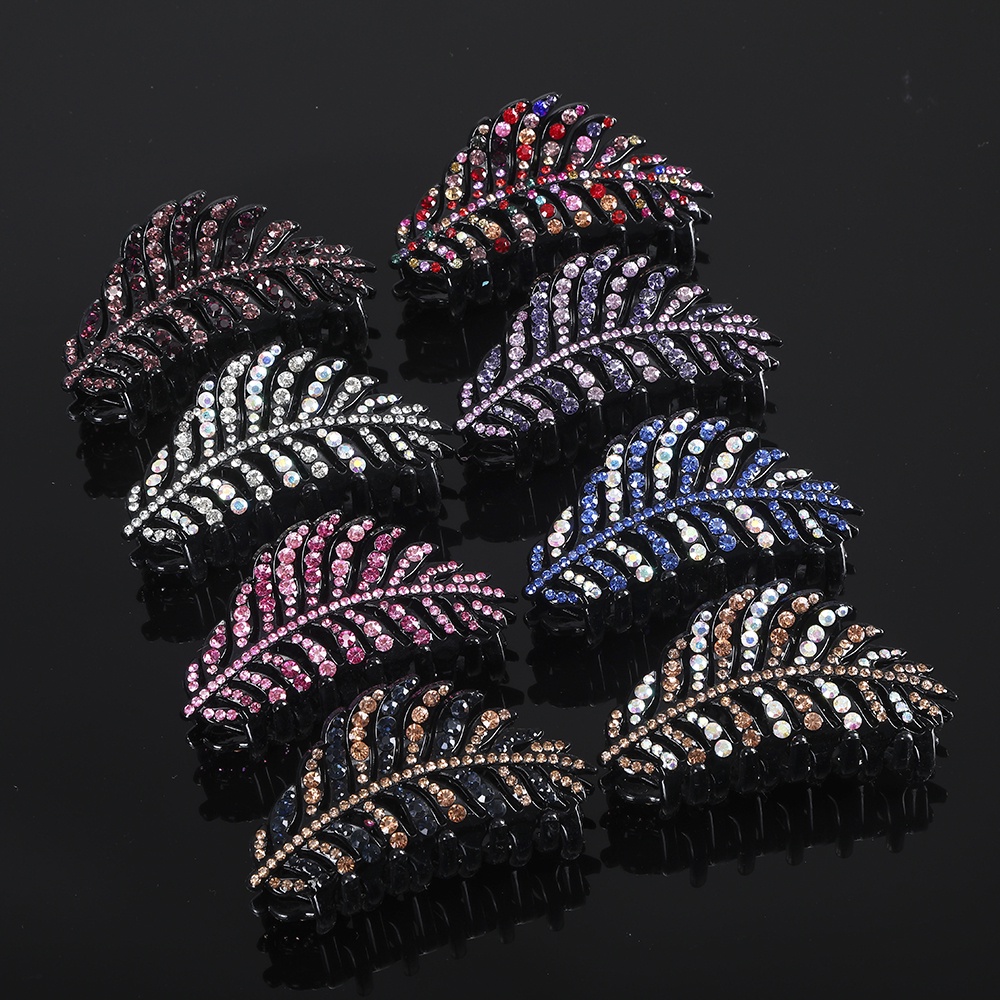 Rhinestone Leaves Hair Claw Clip Fashion Diamond Hairpin for Women Hair Accessories
