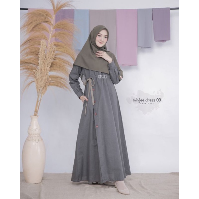 Etuzi Gamis Polos Dengan Tali Samping Minjee Dress