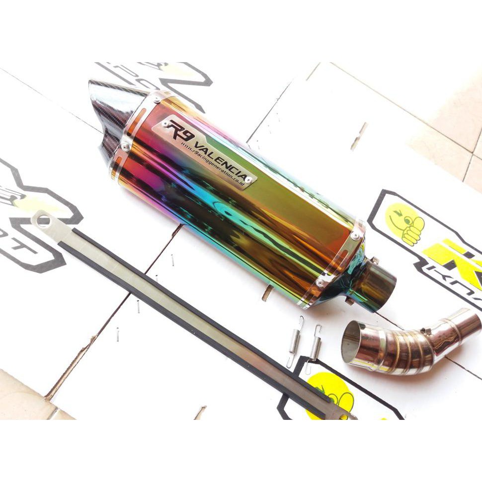 Murah Knalpot Slip On Ninja 250Fi / Carbu, Z250, R25, Mt25 R9 Valencia Rainbow Diskon