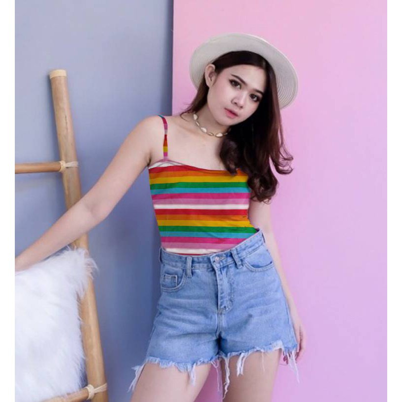 SAC005 Pakaian Fashion Trendy Atasan Wanita / Cewek Premium Kekinian Tanktop Candy Pink L