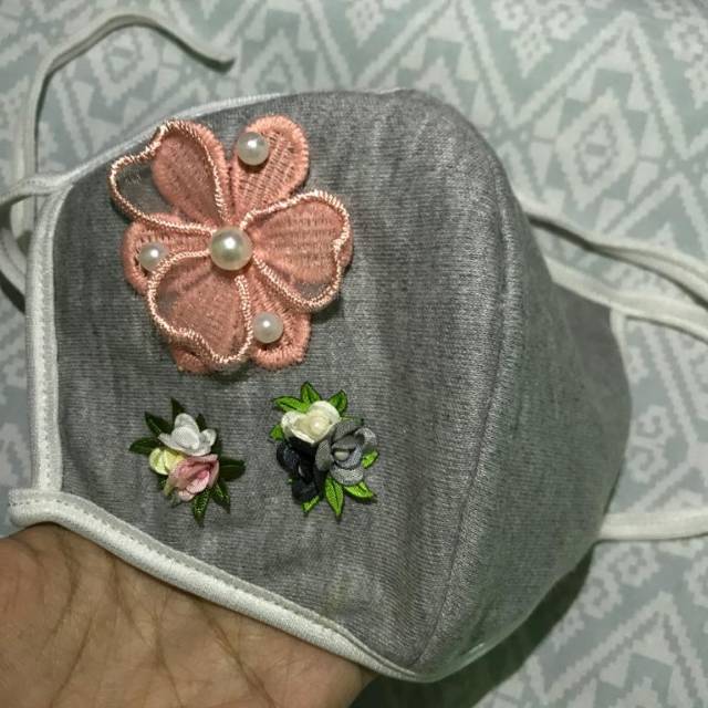 Masker kain hijab manik-manik tali putus