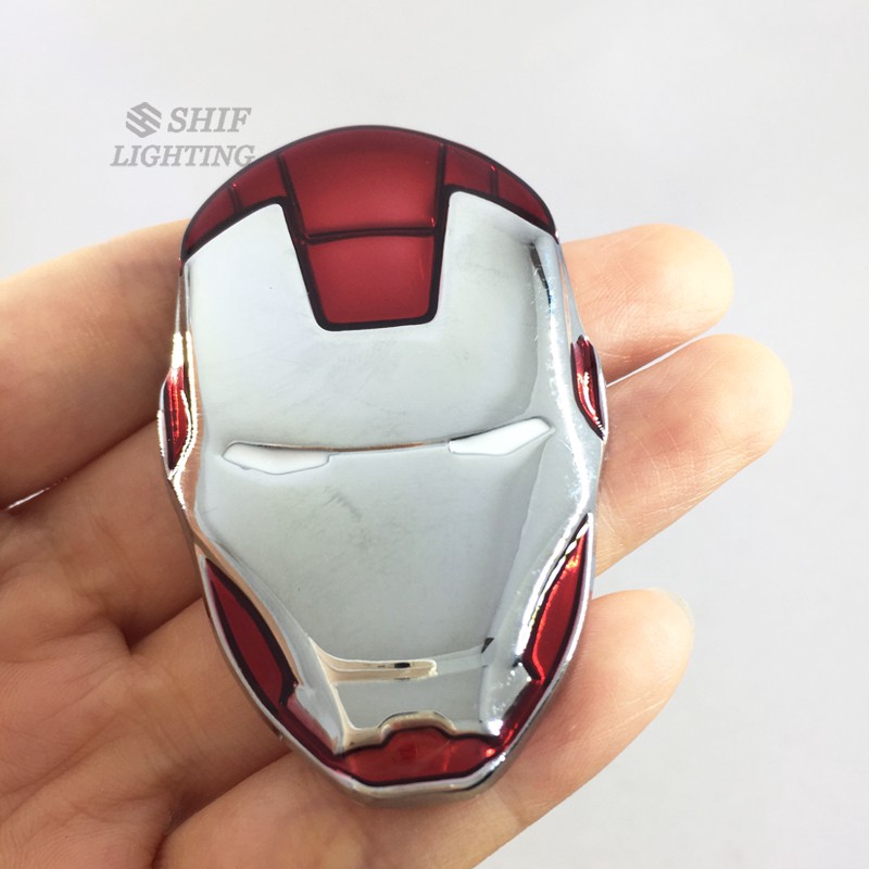 1Pc Stiker Emblem Logo Iron Man Marvel Metal 3D untuk Mobil / Motor