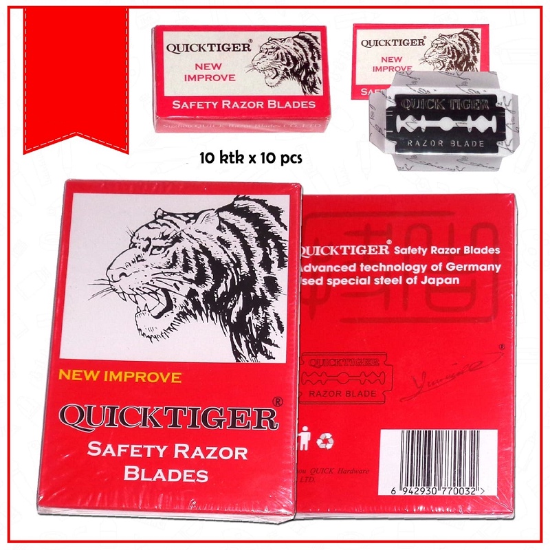 Silet Pisau cukur QUICK TIGER Safety Razor Blades 1 kotak isi 100 pcs