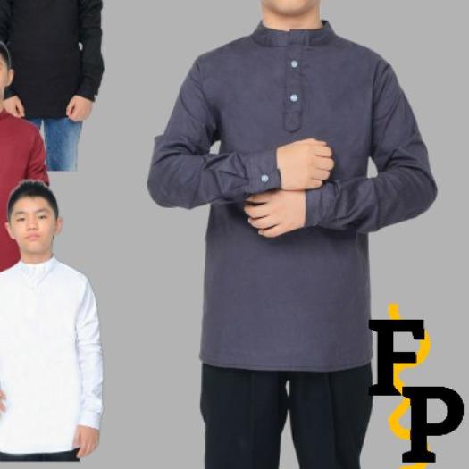 Pakaian Baju Kemeja Anak Usia 8-13 Tahun Koko Muslim Polos Anak Laki laki Cowok Lengan Panjang Murah