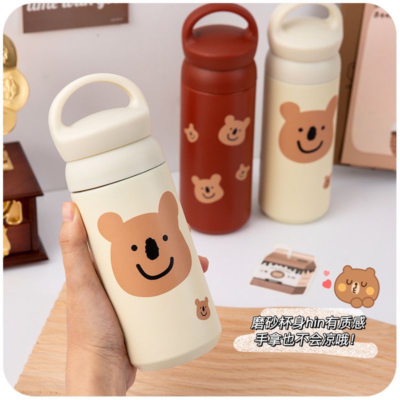 BOTOL TUMBLER TAHAN PANAS DINGIN / THERMOS TUMBLER STAINLESS STEEL 500ML / BOTOL MINUM HOT &amp; COLD / THERMOS MOTIF CUTE BEAR / AESTHETIC CUTE BOTTLE THERMOS / BOTOL TERMOS LUCU