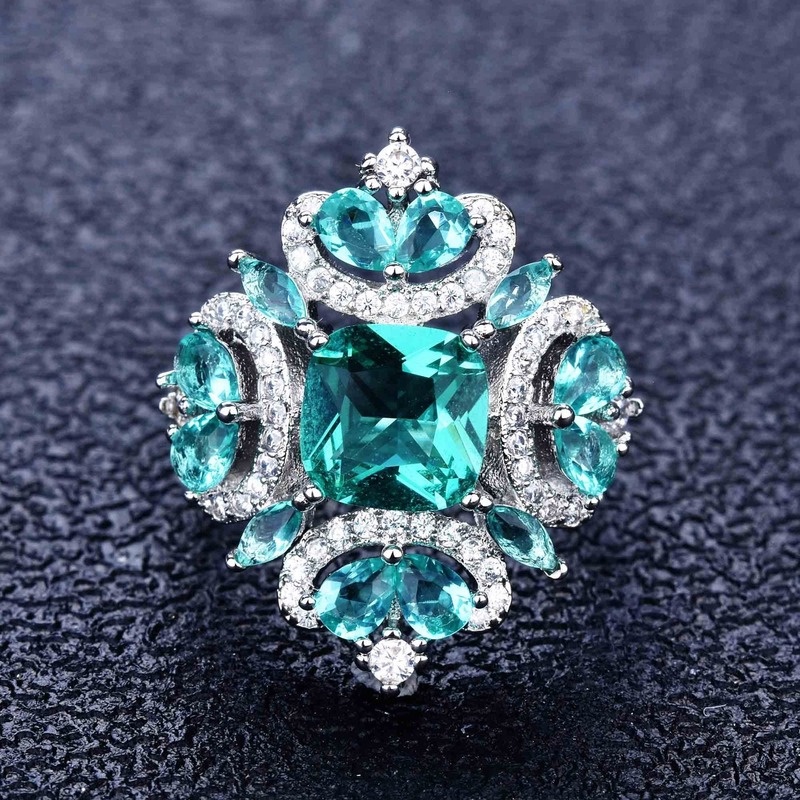 Fashion Personality Grass Green Moissanite Rhinestone Ring