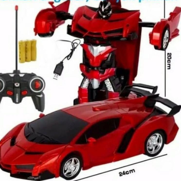 Model Favorit MAINAN MOBIL REMOTE KONTROL/CONTROL BISA BERUBAH JADI ROBOT RC SPORT CAR / RC TRANSFORMER 1:18