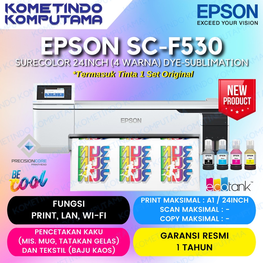 Epson SureColor SC-F530 Desktop Dye-Sublimation Textile Printer 4 Warna F530