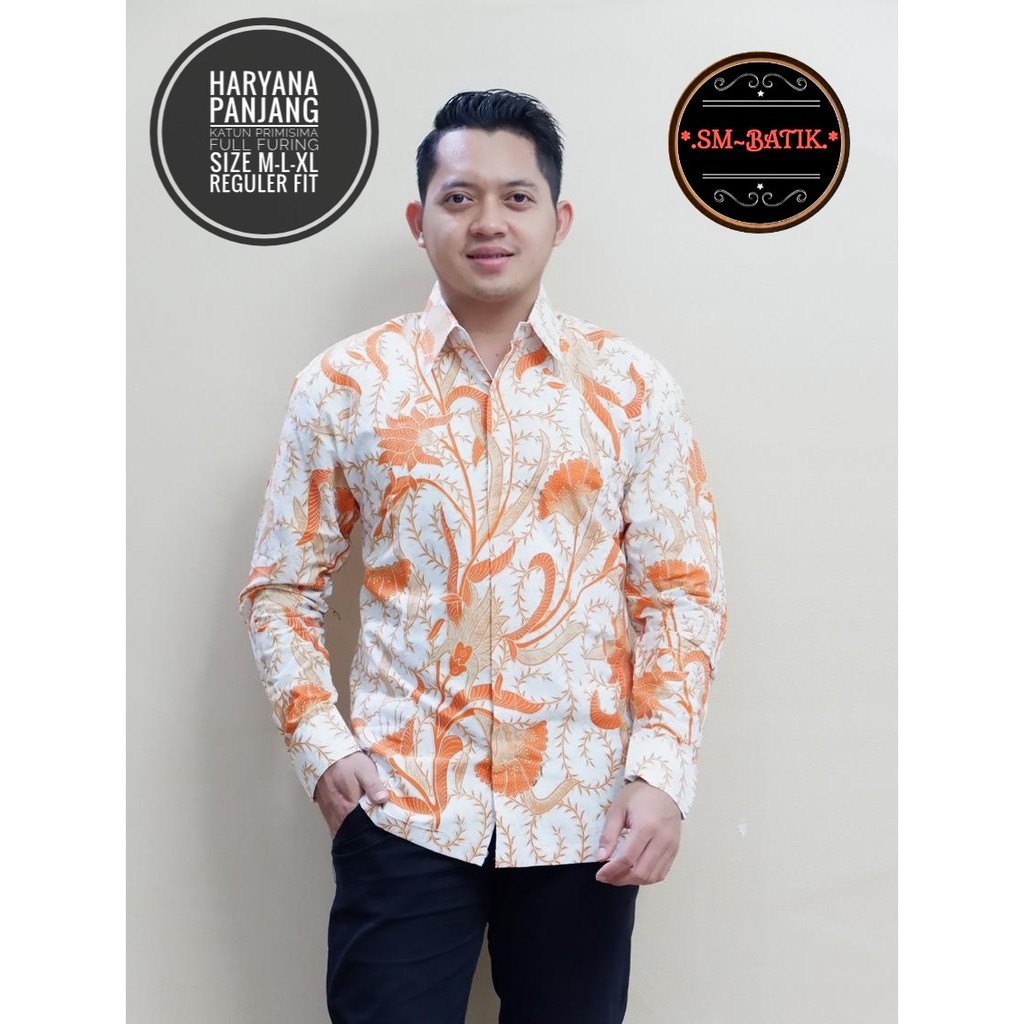 Haryana kemeja batik pria modern asli solo atasan batik by sm