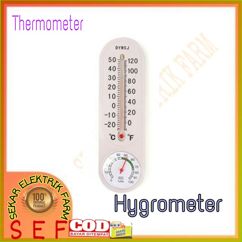 Hygrometer Analog &amp; Thermometer Ruangan Tanpa Kabel Sensor Pengukur suhu dan lembab
