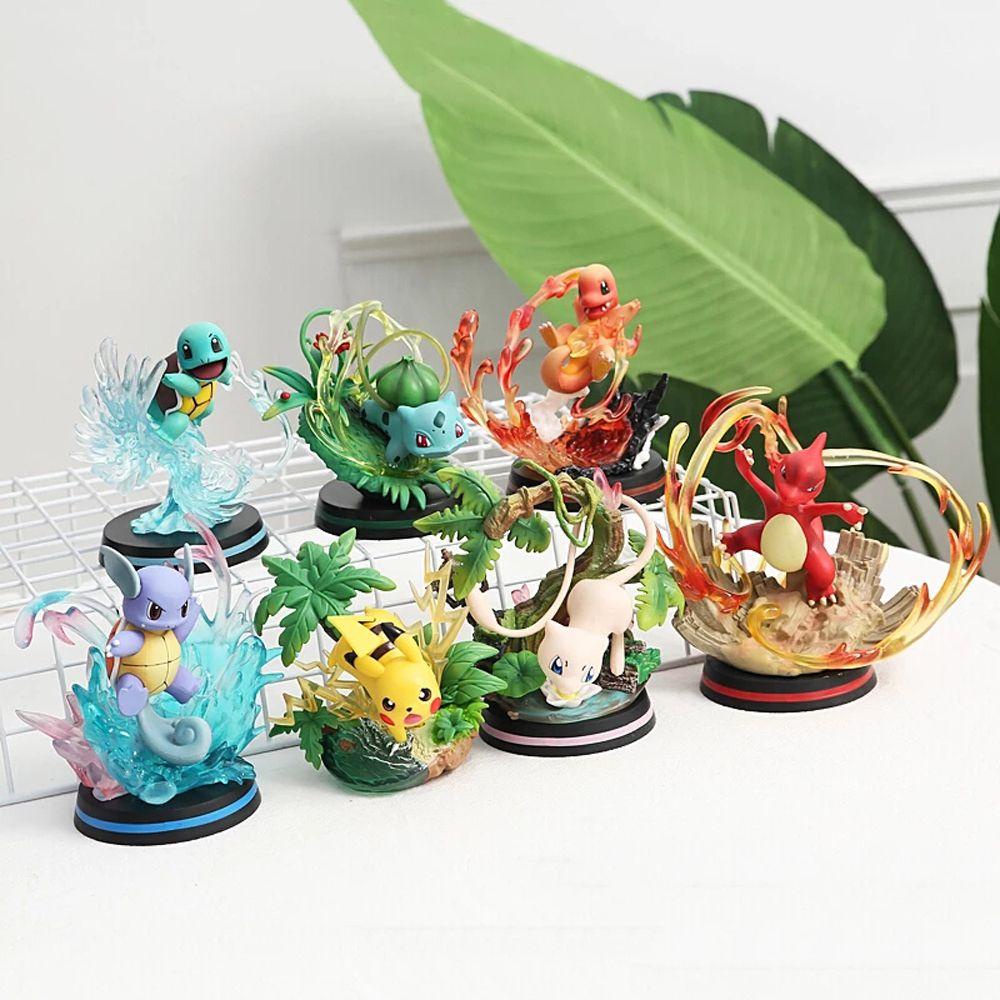 QUINTON Gambar Pokemon Desktop Ornamen Koleksi Model Blastoise Mewtwo Model Mainan Bulbasaur