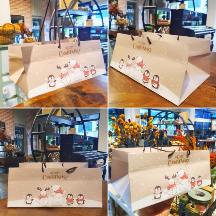 

(TERLARIS) READY Paperbag natal uk. 31x19x13 cm " Polar bear & friends " ( 1 pack