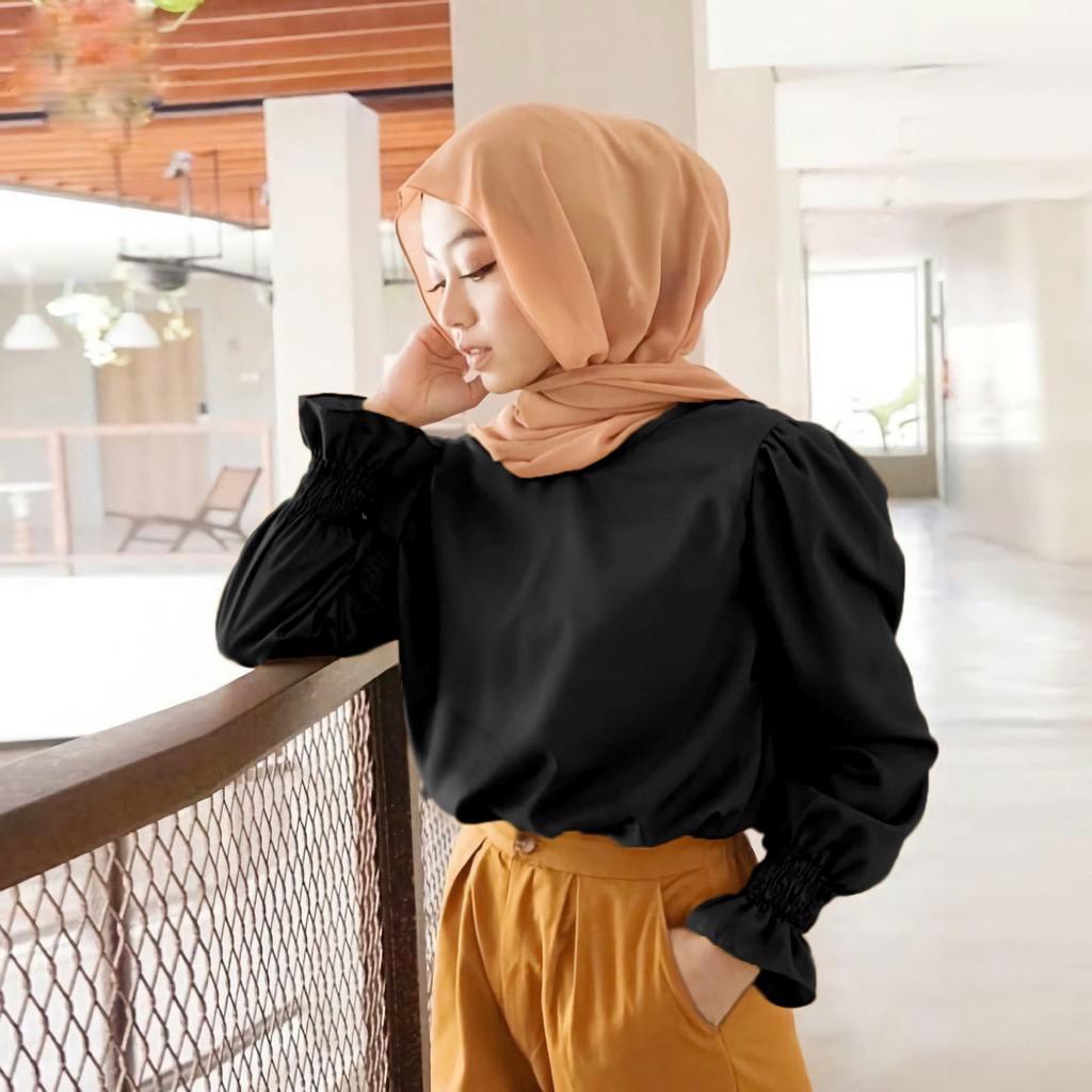 Meguri Blouse Pusatgrosir_solo/ Mosscrepe Polos Premium Termurah Hits Selebgram