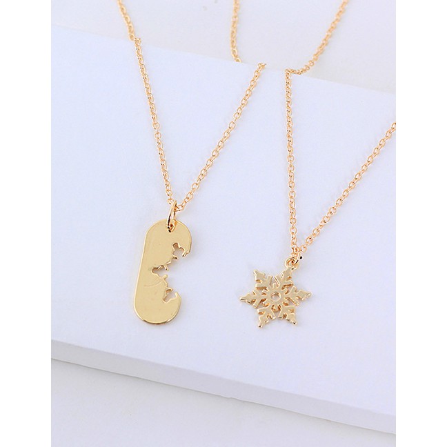 LRC Kalung Fashion Gold Snowflake Necklace Set F40711