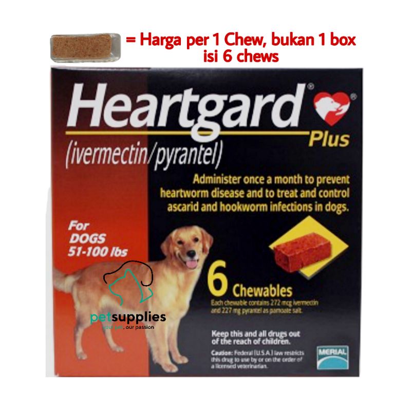 Heartgard Plus for dogs ukuran L - Obat cacing anjing - harga/butir