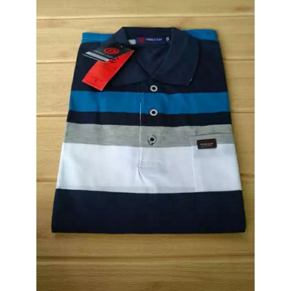 Kaos Salur Motif Belang-Belang,Kaos Kerah Saku Pria Dewasa Saku Lengan Pendek
