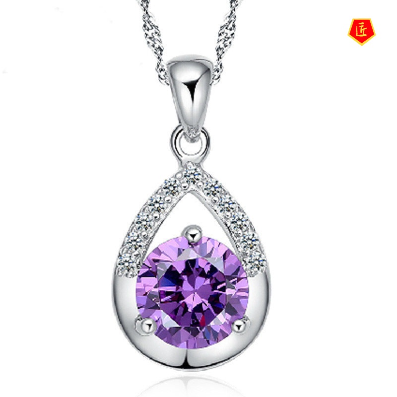[Ready Stock]Faith Crystal Pendant Silver Necklace Female Birthday Present Elegant Fashion