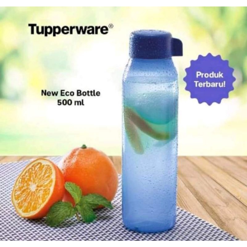 Tupperware new ECO bottle 500ml biru slim