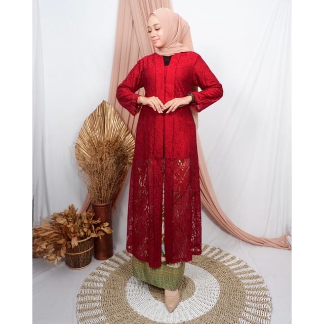 Permata Olshop / Setelan Kebaya Tunik Brokat Hayati / Tunik Tradisional Model Terbaru / Baju Kurung Brukat / Tunik Pesta