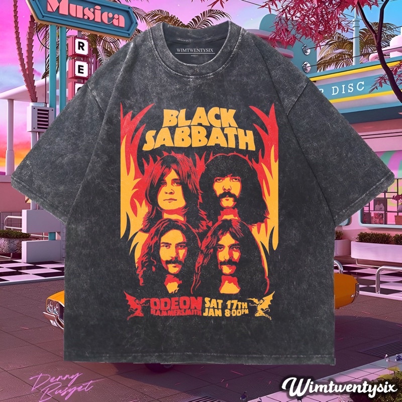 KAOS BAND BLACK SABBATH ODEON HAMMERSMIITH WASHING VINTAGE TEE (OVERSIZE WASHED T-SHIRT)