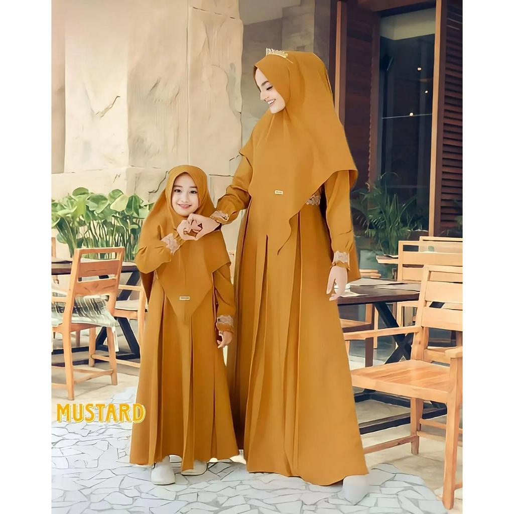 GAMIS COUPLE KIRANA MOM KIDS CEURTY APK RENDA FREE KHIMAR BUSUI MOM LD 115 CM PJ 138 CM KIDS USIA 12 TAHUN LD 95 CM PJ 105 CM COUPLE IBU DAN ANAK PREMPUAN MUSLIM MODERN GAMIS COUPLE IBU DAN ANAK PREMPUAN TERBARU 2023 DRESS COUPLE HITAM IBU DAN ANAK