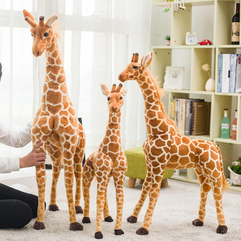 REBUY Rebuy Giraffe Plush Toys Hadiah Ulang Tahun Anak Mainan Anak Dekorasi Kamar Tidur Simulasi Boneka Jerapah