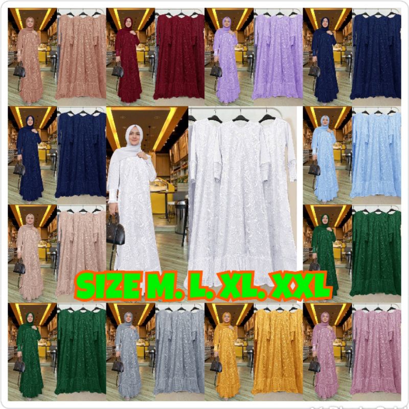 Gamis pesta seragam pernikahan MX HUMAIRA Gamis brukat tile dot maxy dress brokat jumbo GAMIS LEBARA