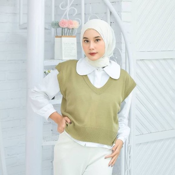 VEST RAJUT ROMPI  RAJUT CROP WANITA  Shopee  Indonesia