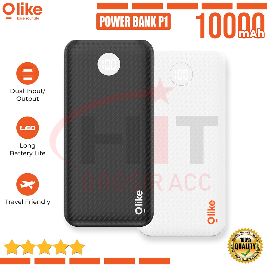 Powerbank Olike Dual USB Port 10.000 mAh LED Display Fast Charging P1