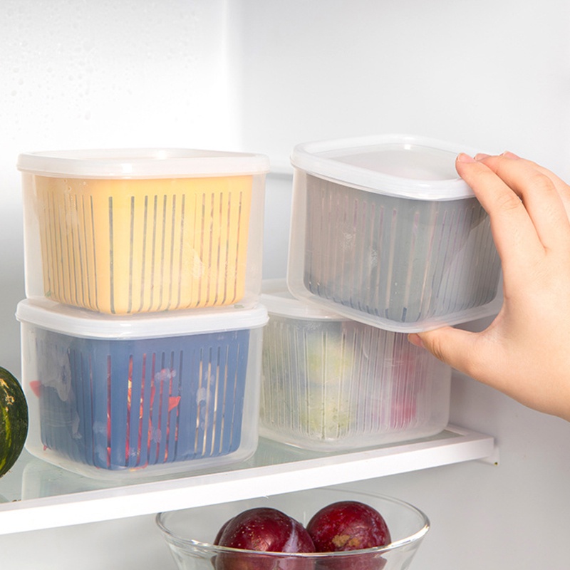 Nordic style compartmentalized green onion storage box kitchen sealed box draining onion ginger garlic storage box OWT