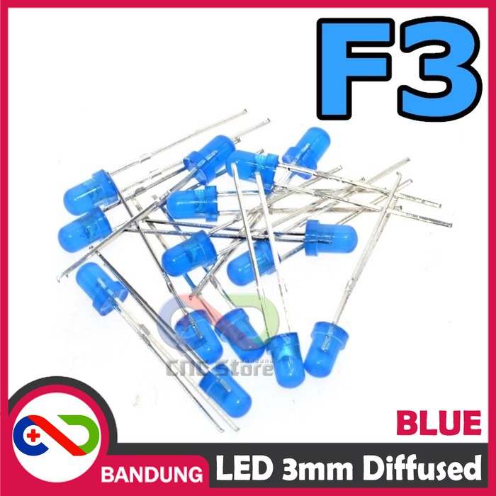 10PCS LED 3MM F3 SUPER BRIGHT BLUE BIRU DIFFUSED