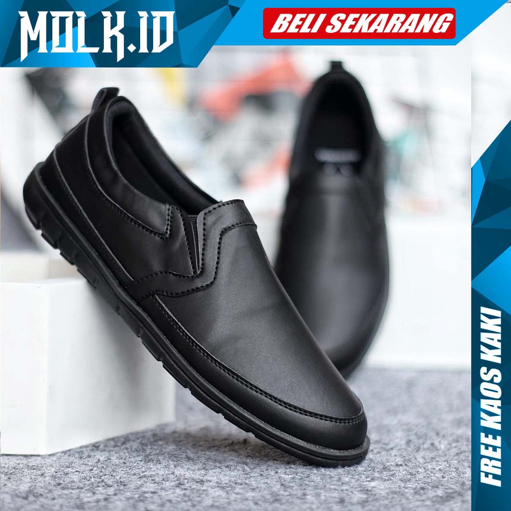 MOLK|Sepatu Formal Pria Casual Pantofel Kerja Pria Kulit Sintetik Fashion Simple Original Slop Santai Keren Laki Laki Main Gaya Hangout