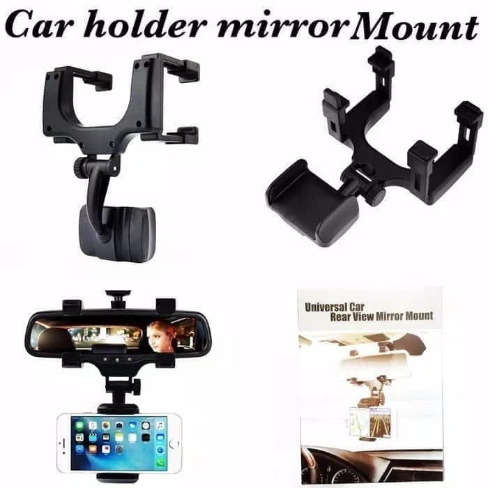 O0542 Phone Holder HP Kaca SPION Tengah Mobil Universal Jepit