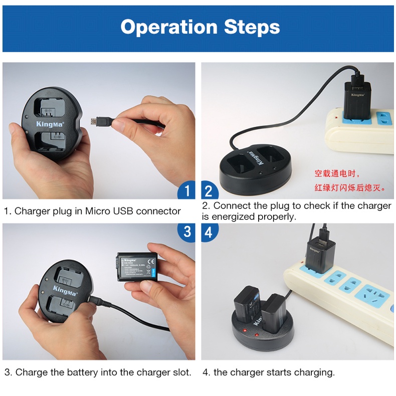 KingMa Dual Charger + 2 Baterai Sony Alpha A6300 A6500 A7 Series - KM-FW50 - Black