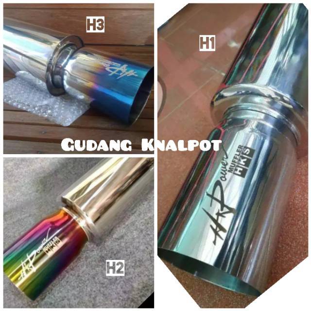 Knalpot Mobil HKS Hi Power Universal Stainless Bass Bulat Gahar Racing Muffler Mobil Sedan Minibus A