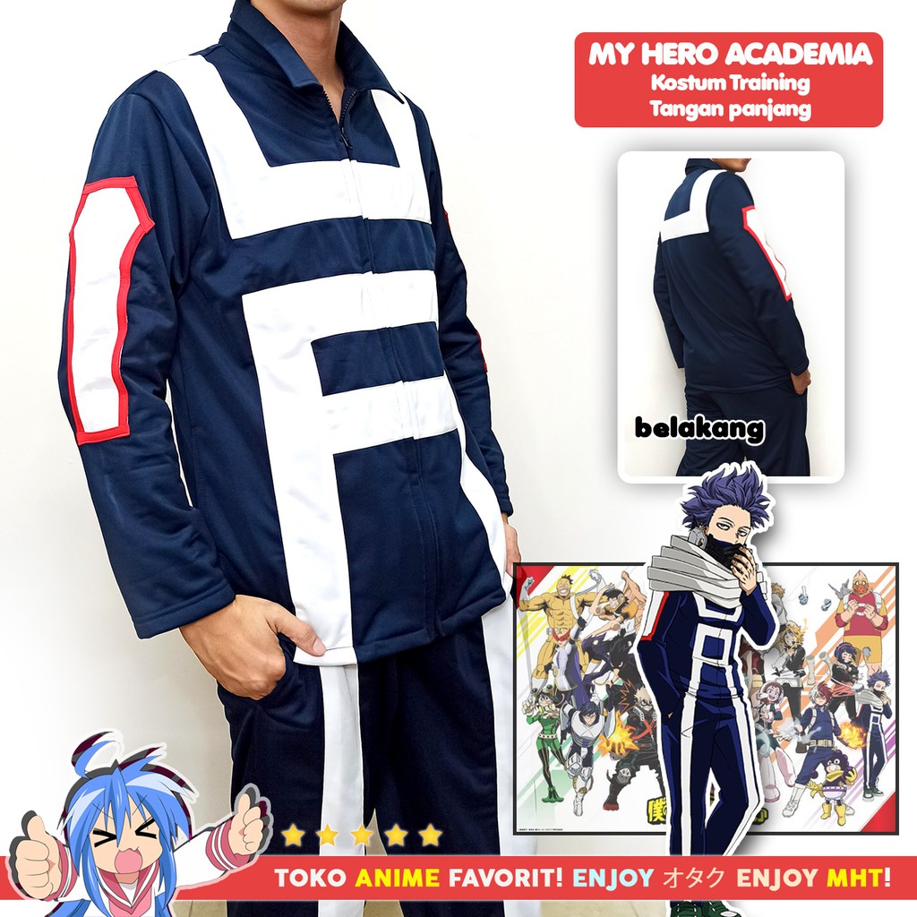 Jersey Kostum Anime Sport Training Boku no Hero Academia U A Yuei Academy Lengan Panjang Cosplay