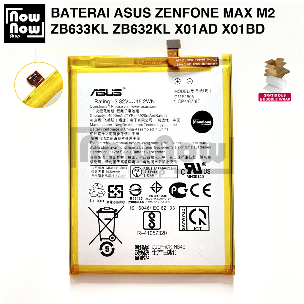 Baterai Asus Zenfone MAX M2 ZB633KL ZB632KL X01AD X01BD C11P1805 Original Batre Batrai Battery Zenphone HP
