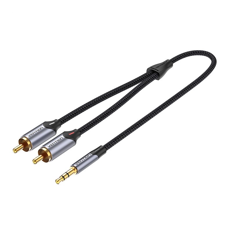 Vention Kabel Adapter Audio 3.5mm Ke 2 Rca Male Untuk Speaker Power Amplifier