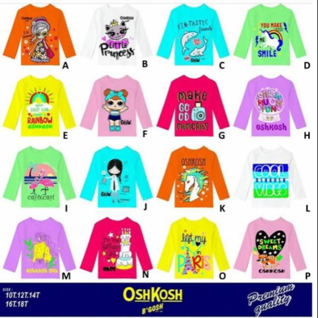 Kaos Anak Cewe Lengan Panjang OSHKOSH Premium