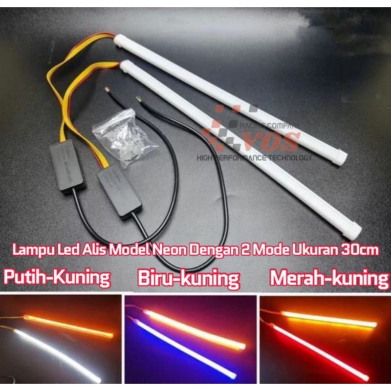 Lampu Alis Led Neon 30CM 2 Mode Running Senja dan Sein Motor mobil universal