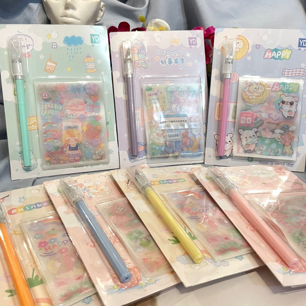 PAKET STICKER PLUS PISAU PEMOTONG NYA IMPORT MODEL KARAKTER SUPER CUTE HAMPERS KREATIVITAS ANAK-ANAK GAMBAR LITTLE GIRL KARTUN HARGA TERMURAH BISA COD DAN GROSIR SPESIAL PRICE PAKET STICKER PLUS PISAU PEMOTONG NYA IMPORT MODEL KARAKTER SUPER CUTE