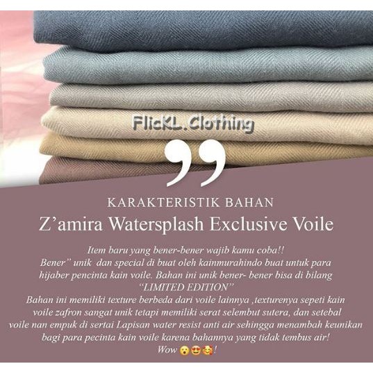 Bahan Kain Voal Z’amira Zamira Watersplash Exclusive Voile Jilbab Hijab Rollan