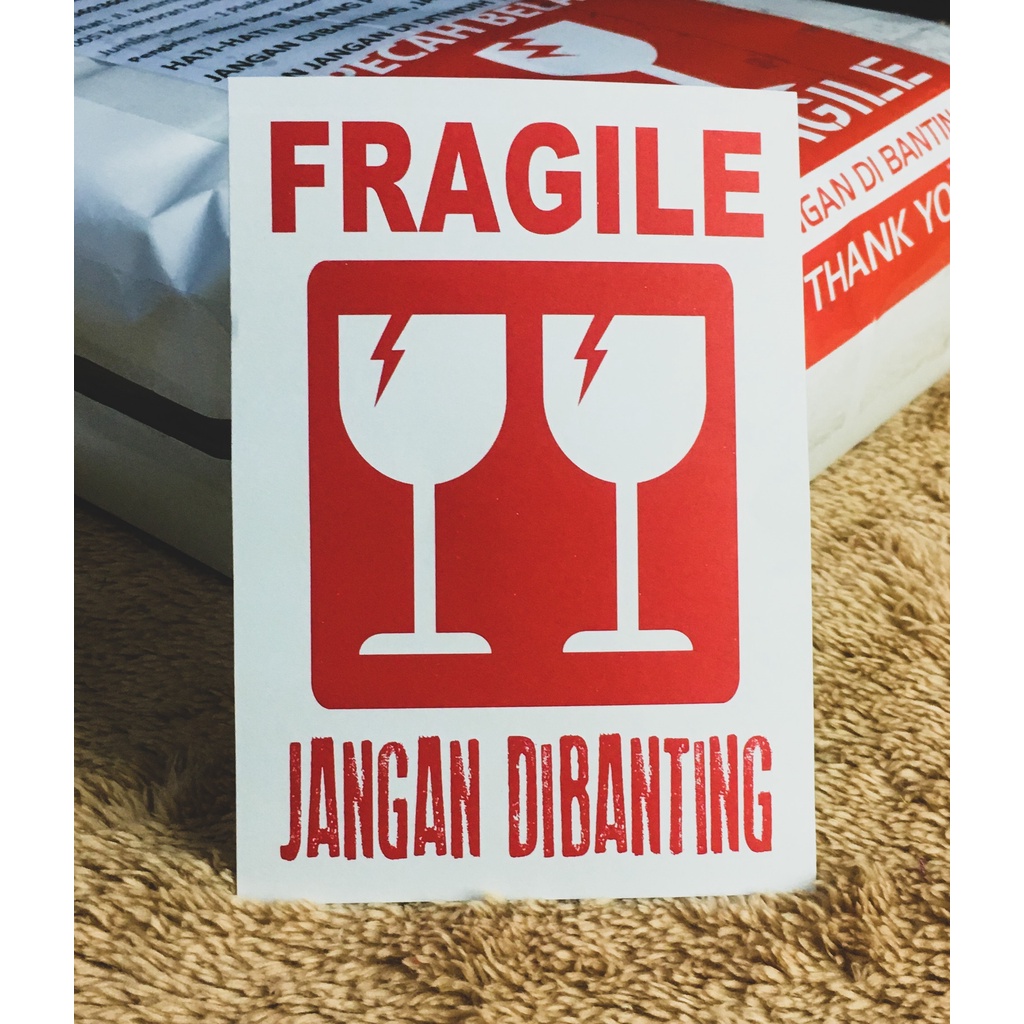 Stiker Fragile 100pc berbagai VARIAN. READYSTOCK 9x6cm