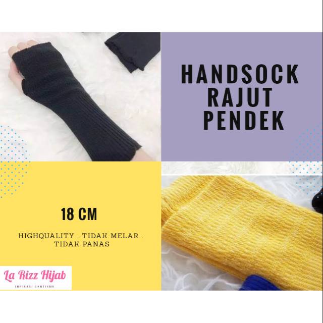 Manset tangan handsock rajut pendek jempol